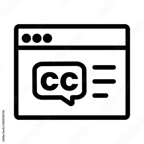 Web Captions Line Icon of Live Captioning & Subtitles Generator Icon Set