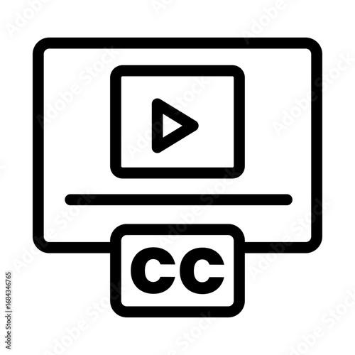 Screen Subtitles Line Icon of Live Captioning & Subtitles Generator Icon Set