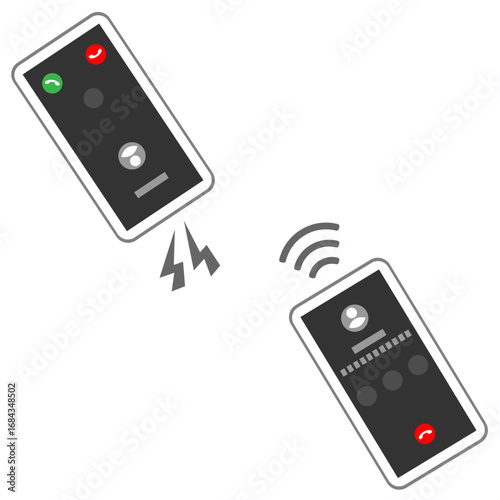 発信中と着信中のスマートフォンのイラストセット