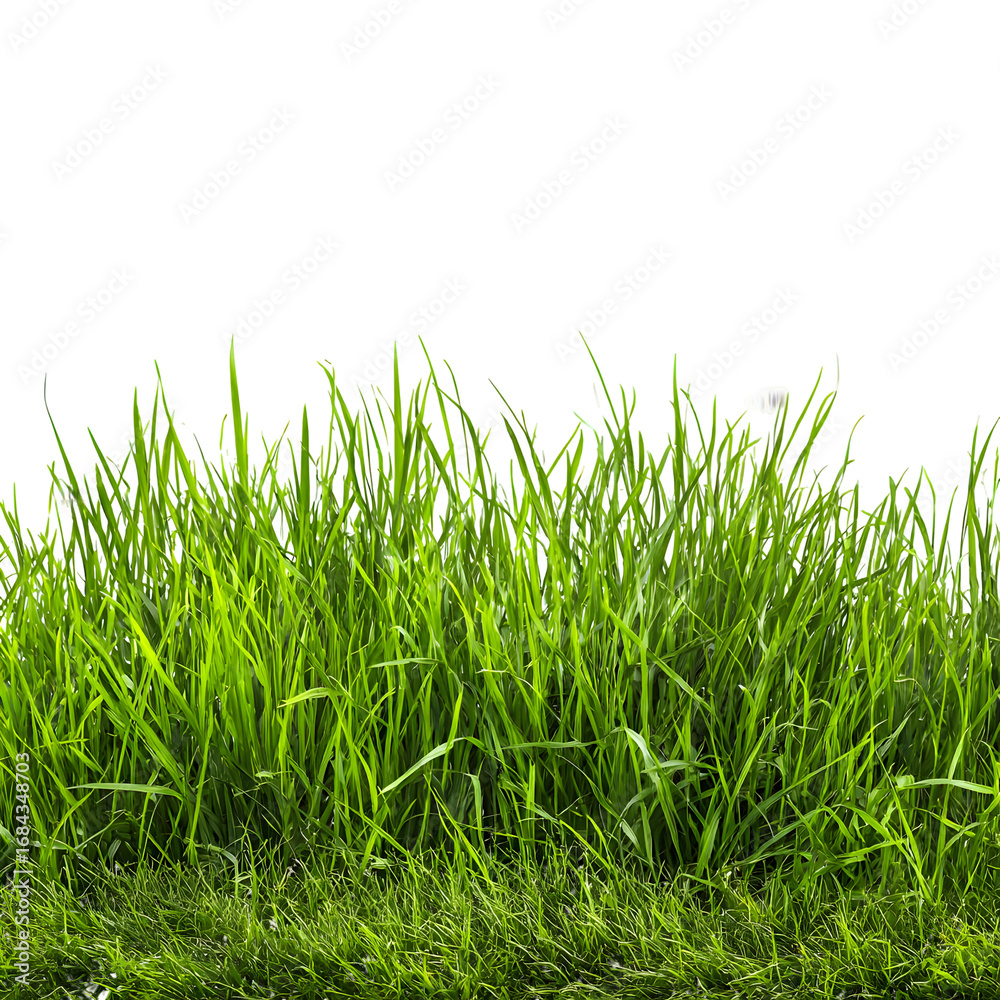 Fototapeta premium Lush green grass against a stark black background for nature and design applications