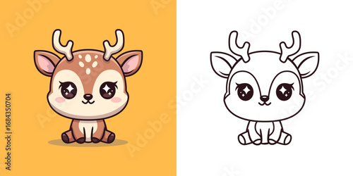 kawaii deer chibi cartoon