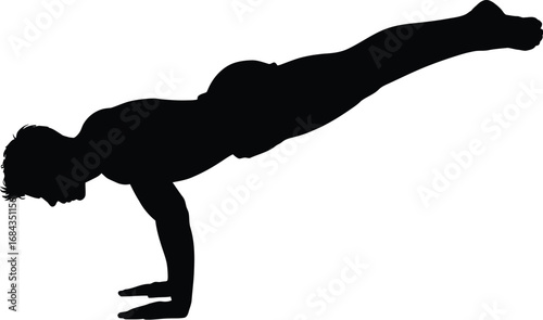 Man performing handstand yoga pose silhouette balance