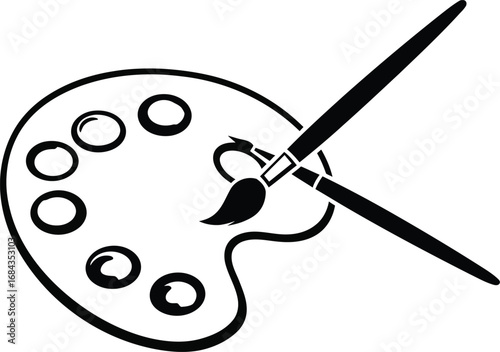 Art palette and brushes artistic creative tools drawing vector