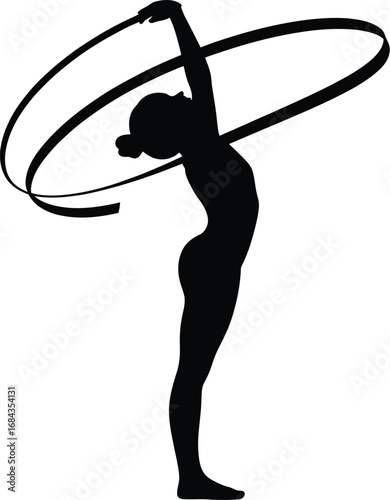 Rhythmic gymnast with flowing ribbon rhythmic gymnastics