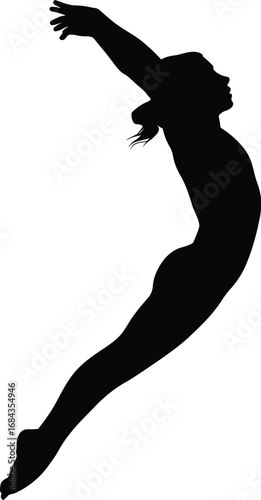 Silhouette of a leaping gymnast jumping athletic
