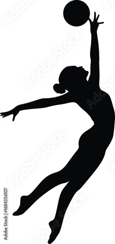 Silhouette of rhythmic gymnast with ball rhythmic gymnastics