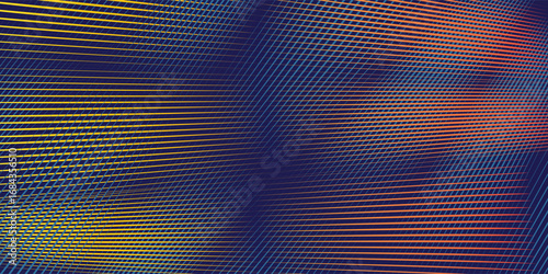 PrintDark blue navy abstract background. Futuristic technology lines background with line stripe wavy light effect