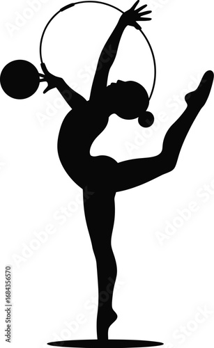 Rhythmic gymnast performing with hoop and ball rhythmic gymnastics
