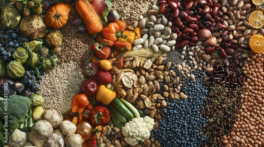 Naklejka premium Diverse assortment of healthy foods