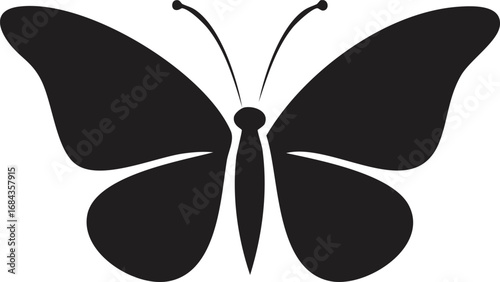 Butterfly Insect Vector Logo in Minimalist Black and White, Simple Design Ideal for Wildlife Branding and Nature Illustration
