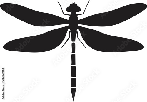 Dragonfly Insect Vector Logo in Minimalist Black and White, Simple Design Ideal for Wildlife Branding and Nature Illustration
