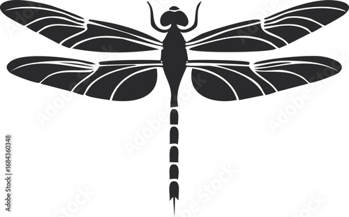 Dragonfly Insect Vector Logo in Minimalist Black and White, Simple Design Ideal for Wildlife Branding and Nature Illustration
