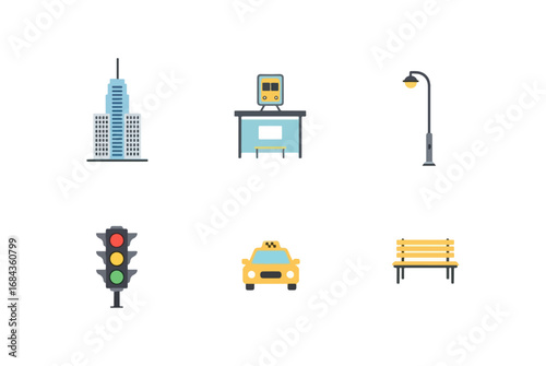 Urban icons flat design elements