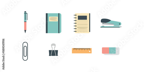 Flat style office supplies illustration