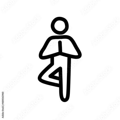 person standing on one leg with the other foot placed on the inner thigh and hands together in front of the chest, representing balance in the Tree Pose.