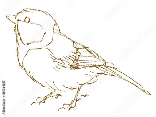 Tablou pe pânză シジュウカラ(線画) Japanese Tit (Drawing)