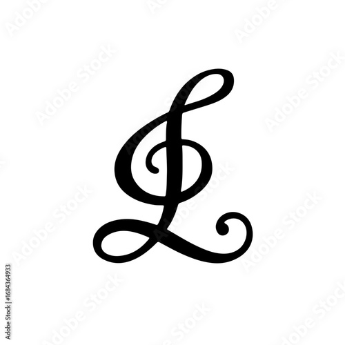 Elegant script 'L' intertwines with a treble clef creating a sophisticated musical monogram for branding.