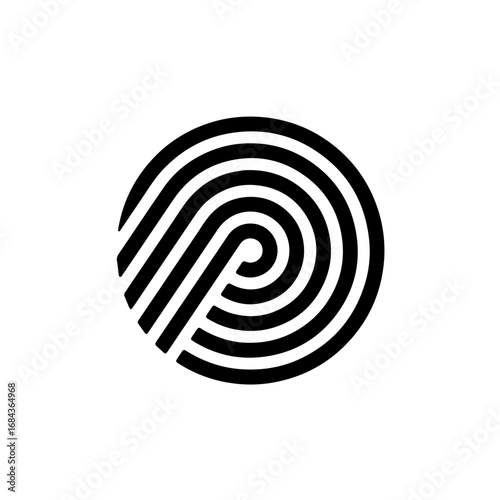 Modern abstract fingerprint graphic symbolizing identity, security, and uniqueness in a clean, professional design.