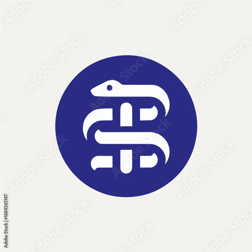 Professional medical symbol with intertwined snake and staff, representing health and healing in a clean design.