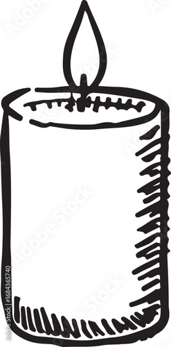 Hand Drawn Candle with Flickering Flame for Peace and Meditation Vector Illustration