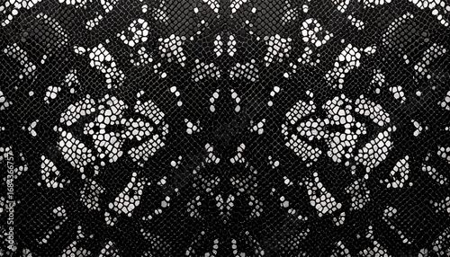 High-resolution vector PNG of a black and white snake skin pattern, ideal for fashion, textile, and web design projects, offering a seamless, repeating texture for various applications.