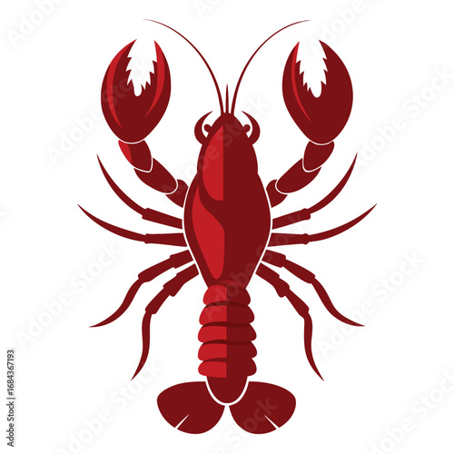 Red Silhouette of a Crawfish with Large Claws and Antennae crayfish lobster
