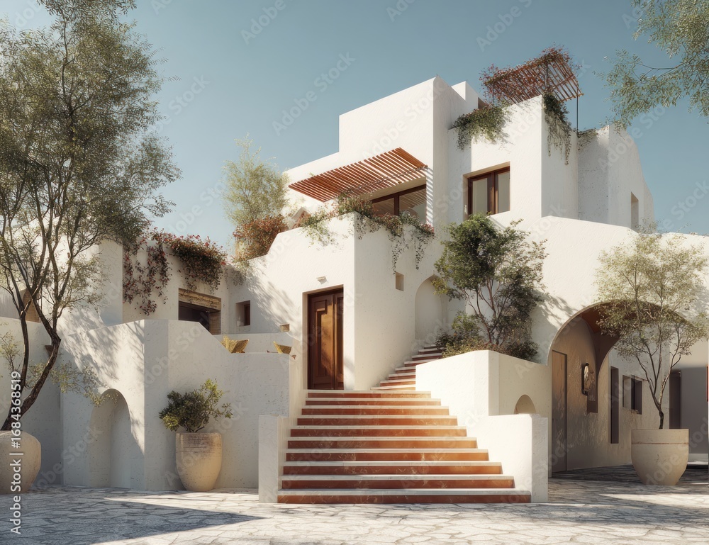 Naklejka premium Mediterranean Villa Architecture: Sun-Drenched Luxury Residence