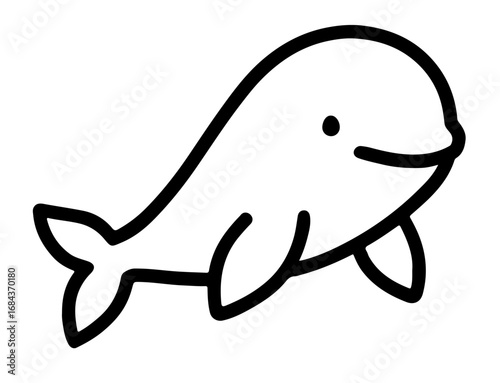 Beluga whale outline icon arctic marine life ocean animal logo
