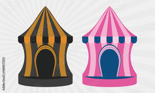 Pink and Golden Circus Tent Fun Festival Fair Vector Illustration