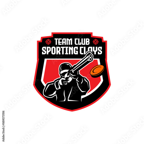 Sporting Clays Shooting Sports Target and Shotgun Gun Club Logo Template