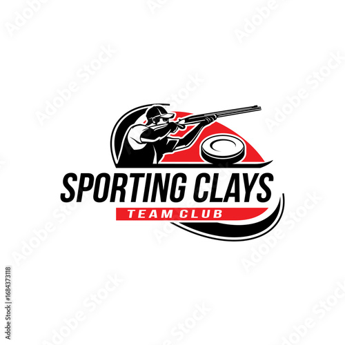 Sporting Clays Shooting Sports Target and Shotgun Gun Club Logo Template
