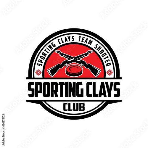 Sporting Clays Shooting Sports Target and Shotgun Gun Club Logo Template