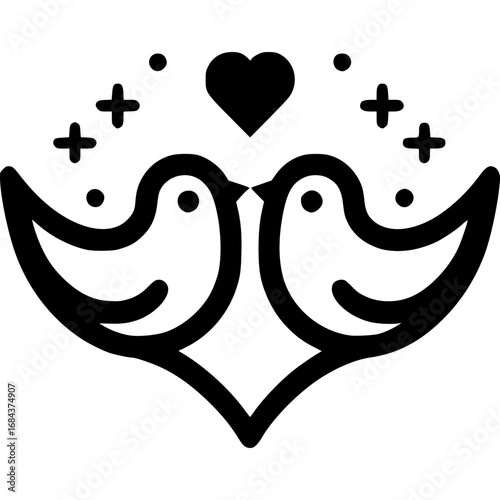 Romantische Vögel-Icon Symbol - 1