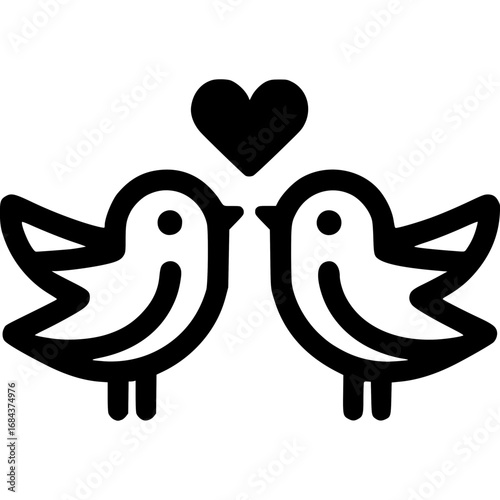 Romantische Vögel-Icon Symbol - 2