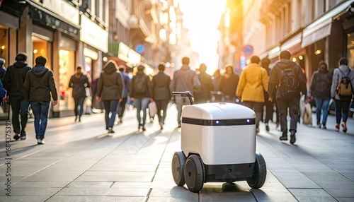 Autonomous Delivery Robot Navigating a Crowded City Street