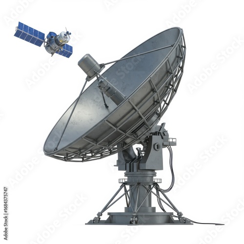 Satellite Communication Dish and Orbiting Satellite Technology