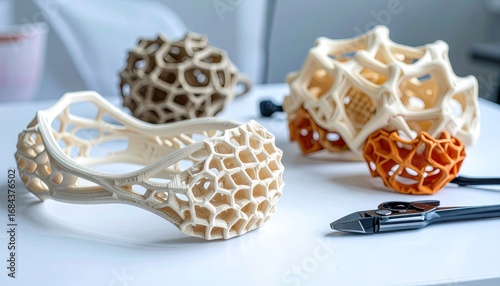 Beige Orange Brown 3D Printed Fabric Textures on White Surface