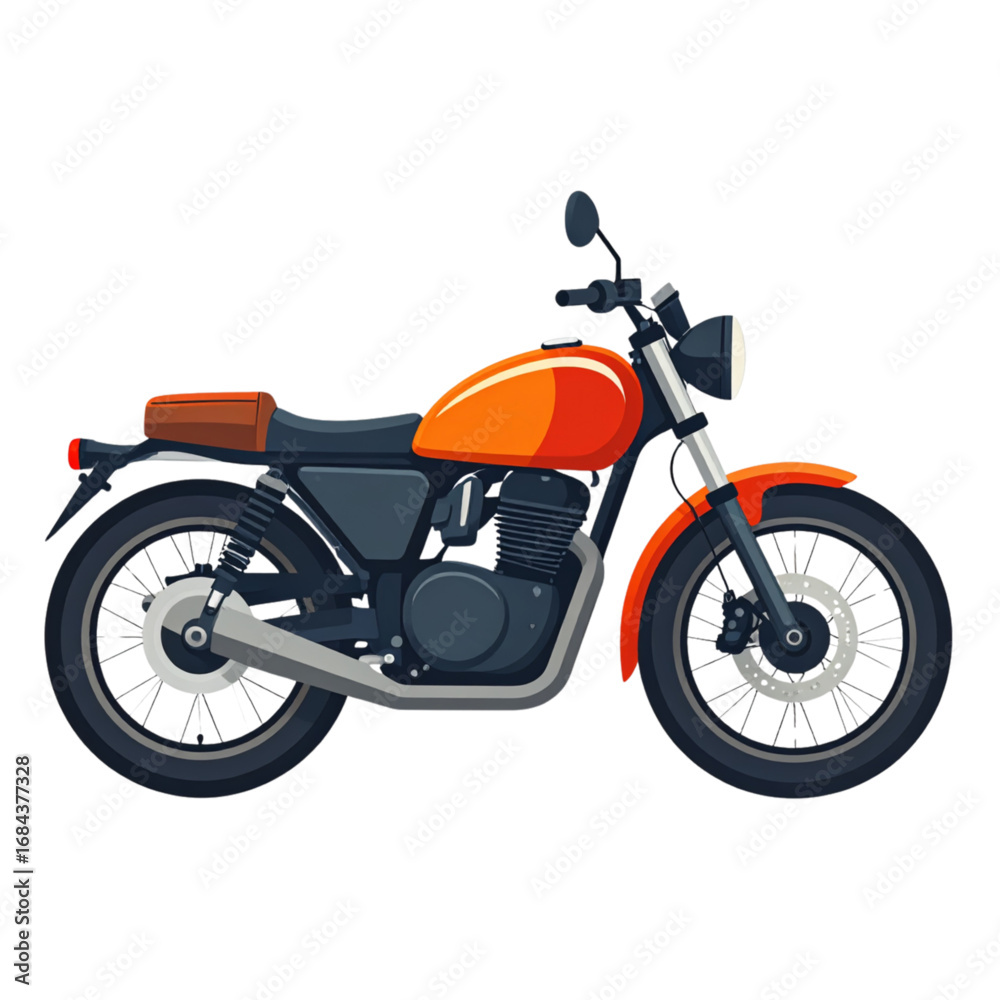 Obraz premium Orange Classic Motorcycle Vector Illustration