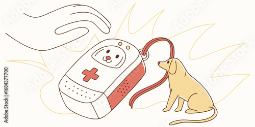 Pocket sized digital therapy pet glass companion vector illustration