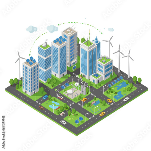 Isometric Vector of a Smart and Green City