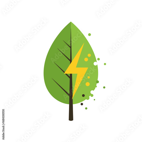 Green Energy: A Lightning Bolt Inside a Leaf