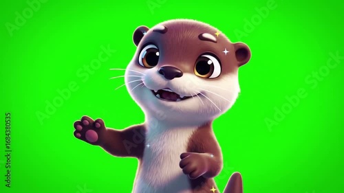 Cartoon Creature Standing on Green Screen Animation Cute Animated Character