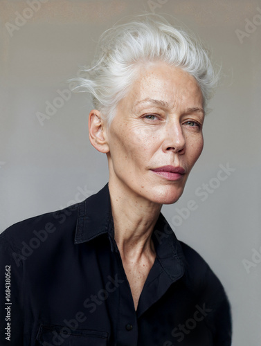 Beauty portrait of mature senior woman