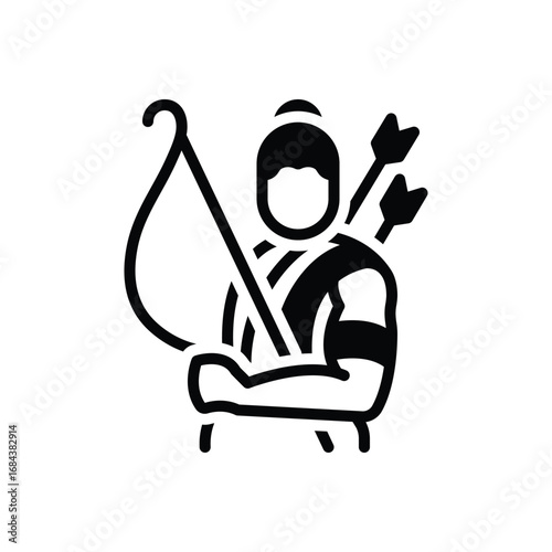 Black solid icon for ram navami