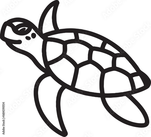 Sea turtle vector illustration with detailed shell and flippers a simple yet elegant design ideal for branding and educational resources