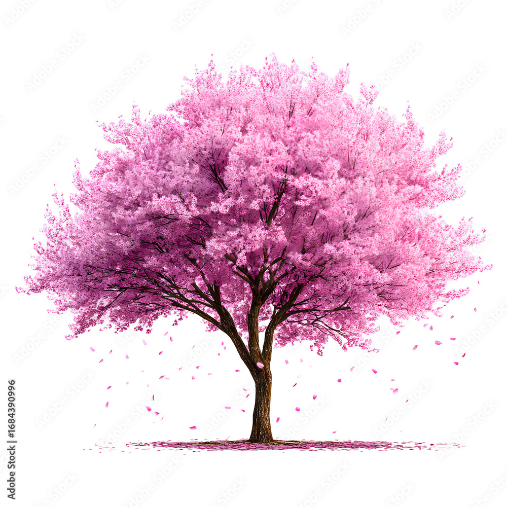 Obraz premium Beautiful cherry blossom tree in full bloom against a black background