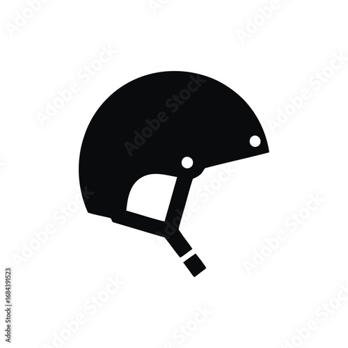 A black helmet with white background icon vector