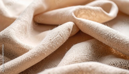 Close-up of Draped Beige Recycled Cotton Blend Fabric