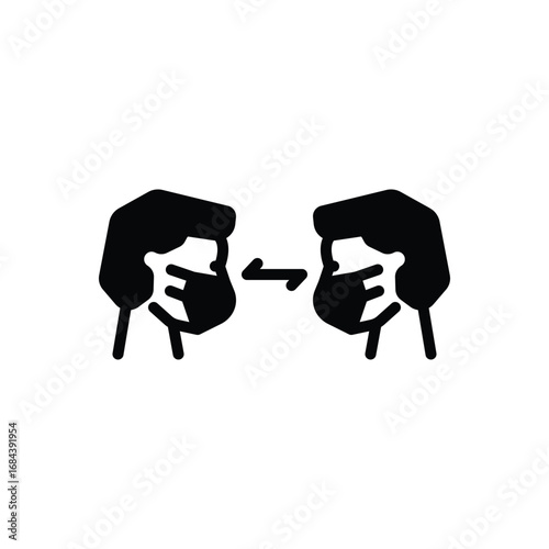 Black solid icon for distance