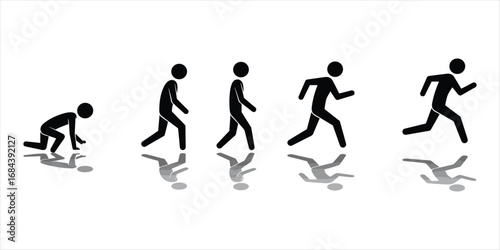 Stick Figure Evolution of Human Movement from Crawling to Running progression